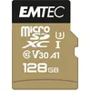 Image de EMTEC - Carte microSD UHS-I U3 V30 A1 - 128 GB, 128 Go - ECMSDM128GXC10SP - Gamme Speedin - Avec adaptateur - Vitesse de lecture jusqu'à 100 MB/s, 100 Mo/s - Noir/Or