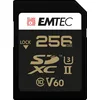 Image de EMTEC - Carte SDXC UHS-II U3 V60 SpeedIN Pro+ ECMSD256GUHS2V60 - Carte Mémoire - Photos en Rafale, Vidéos Full HD, 3D, 4K, 8K UHD - Capacité de Stockage 256Go, 256GB - 2 Rangées PIN au Dos - Noir/Doré