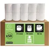 Image de Exacompta - Réf. 40655E - Carton de 50 bobines pour machine à calculer - largeur 74 mm x diamètre 70 mm - mandrin 12 mm - 1 pli offset extra-blanc 60g/m² - Métrage (+ ou - 2m) : 40 m