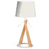 Image de Aluminor ZAZOU LT B Lampe A Poser, 40 W, Bois Naturel+AJ Blanc+Socle Blanc, 25 cm