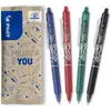 Image de PILOT Frixion Ball Clicker Stylo rétractable effaçable à encre thermosensible, Stylo roller rechargeable et ergonomique, Pointe moyenne, Noir, Bleu, Rouge, Vert, 4 Unité