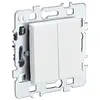 Image de Interrupteur va et vient - Prises electriques Standard - Prise extra plate - Prise murale - Interrupteur va et vient sans Fil - Prise murale Casual Mecanisme Vv Double + Cache Blanc + Support Metal