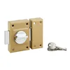 Image de THIRARD - Verrou à Bouton Etendard pour Porte d'Entrée - Cylindre Laiton 40 mm - Ø 21 mm - Acier - 3 Clés Plates Crantées - Hauteur 88 mm - Largeur 61 mm - Epoxy Bronze