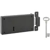 Image de THIRARD - Serrure Horizontale en Applique à Clé pour Porte de Cave - Pêne Seul - Droite - Axe 105 mm - 160 x 80 mm - Noir - 1 Clé - Gâche à Pattes Acier