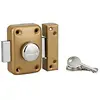 Image de THIRARD - Verrou à Bouton Apache - Cylindre Laiton 45 mm - Ø 23 mm - 3 Clés Crantées - Sécurité Huisserie Métallique - Epoxy Or - Acier - Coffre 90 x 60 mm
