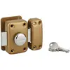 Image de THIRARD - Verrou à Bouton Apache avec Plaque de Renfort - Cylindre Laiton 45 mm - Ø 23 mm - Acier Époxy Or - Sécurité Porte d'Entrée - 3 Clés Crantées - Coffre 90 x 60 mm