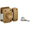 Image de THIRARD - Verrou Double Entrée Apache avec Plaque Renfort - Cylindre Laiton 45 mm - Ø 23 mm - Acier Époxy Or - Sécurité Porte Entrée Vitrée - 3 Clés Crantées - Coffre 90 x 60 mm
