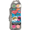 Image de Maped - Palette de Peinture à l'Eau - 12 Pastilles de Gouache, Pinceau inclus - Couleurs Vives et Pigmentées - Format Nomade Refermable Longue Durée