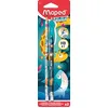 Image de Maped - 2 Crayons à Papier HB Embout Gomme + Guide-Doigt Jungle Fever - Outil Amusant pour Apprendre à Écrire - Recommandé par les Enseignants - Dès 3 Ans