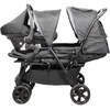 Image de BAMBISOL Poussette Double 2-en-1 pour Jumeaux dès la Naissance | Cosy Siège Auto Gr0+ i-Size Inclus, Pliable avec Habillage Pluie et Grand Panier | Noir et Gris Chiné