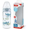 Image de NUK First Choice+ biberon | 6-18 mois | Contrôle de la température | Contrôle de l’écoulement | Système d’aération anti-colique | 360 ml | Tétine en silicone | Crocodile (bleu)