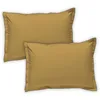 Image de Lot de 2 taies d'oreiller Unies en Coton Finition Bourdon Miel 50x70cm