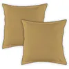 Image de Lot de 2 taies d'oreiller Unies en Coton Finition Bourdon Miel 65x65cm