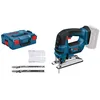 Image de Bosch Professional 18V System scie sauteuse sans-fil GST 18 V-LI B (poignée étrier, profondeur coupe bois/alu/métal : 120/20/8 mm, 3 lames, pare-éclats, sans batterie ni chargeur, dans L-BOXX)
