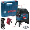 Image de Bosch Professional laser ligne en croix GCL 2-15 (laser rouge, avec points d’aplomb, portée : 15 m, 3 piles AA, support rotatif RM 1, cible laser, housse de protection, étui de Transport)