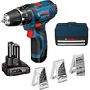Image de Perceuse-visseuse à percussion Bosch Professional GSB 12V-15 2 batteries 2Ah et 4Ah 1 chargeur et set daccessoire - 06019B690G