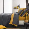 Image de Housse de Couette Bicolore en Bambou, 240 x 220 cm, Écorce, Carbone/Moutarde