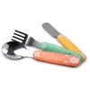 Image de dBb Remond - Set 3 Couverts Bébé En Inox - Cuillère Fourchette Couteau Bouts Arrondis - Manches Ergonomiques Légers - Apprentissage Autonomie Alimentaire Dès 12 Mois - Couleurs Mint Jaune Orange