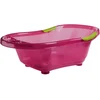 Image de BAIGNOIRE rose translucide avec bouchon de vidange et poignées antidérapantes