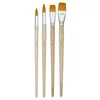 Image de 4 pinceaux - Plat - Rond - Acrylique et huile - Fibres synthétiques - Manche long - Pébéo