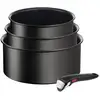 Image de Batterie de cuisine 3 pièces Empilable Inox Revêtement Anti-adhésif Tous Feux Dont Induction Poignée Amovible Ingenio Eco Resist TEFAL
