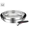 Image de TEFAL INGENIO Set 3 pcs, Poeles 24/28 cm, Poignée, Induction, Revetement antiadhésif + inox, Fabriqué en France, Preference L