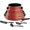 Image de Batterie de cuisine 9 Pièces Empilable Aluminium Revêtement Anti-adhésif Tous Feux sauf Induction Poignée Amovible Ingenio Easy Cook & Clean TEFAL