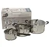 Image de Jamie Oliver by Tefal Lot de 6 casseroles et casseroles antiadhésives avec couvercles en verre   Compatible avec induction et four   Batterie de cuisine en acier inoxydable avec couvercles (tailles 16