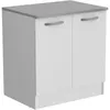 Image de Meuble bas cuisine - OSLO - 2 portes - Blanc - L 80 x P 60 x H 86 cm
