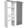 Image de Dressing ARTIC - L1435 x P48 x H1819 cm - Blanc + rideau gris - Made in France