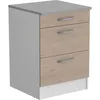 Image de OSLO Meuble Bas 3 tiroirs + plan - Décor Chêne Jackson - L 60 x P 60 x H 86 cm