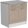 Image de OSLO Meuble Bas 2 portes 2 tiroirs + plan - Décor Chêne Jackson - L 80 x P 60 x H 86 cm
