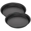Image de Zenker 7543 Lot de 2 moules à quiche, moule à tarte, moule pour quiche lorraine, 2 moules à quiches lorraine identiques, moule quiche, 2 moules à tartes, Acier inoxydable, Noir, 30 x 3,5 cm