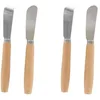 Image de Fackelmann 9318250 Lot de 4 couteaux à beurre, spatules à tartiner, Bois, Acier inoxydable, 17,3 x 2,1 x 1,3 cm