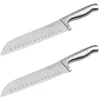 Image de Nirosta 9319850 Lot de 2 couteaux de cuisine Santoku, Couteau à découper, Lame de 18 cm, Argenté, Acier inoxydable, 31 x 5cm