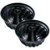 Image de Zenker 9339050 Lot de 2 moules à gâteau avec cheminée 22 cm, moule a kouglof alsacien, moule kougelhopf, Acier anti-adhésif, 22 cm, Noir