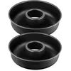 Image de Zenker 9346550 Lot de 2 Moules à savarin à fond lisse, moule couronne, moule à cheminée, moule à gâteau, Acier, Noir, 28 x 8 cm