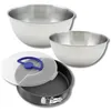 Image de Zenker & Fackelmann 9360850 Lot Pâtisserie, Moule à Manqué 26cm Noir, Bol Inox 25cm et 20,5cm, Spatule Silicone 25cm Lila