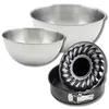 Image de Zenker & Fackelmann 9363050 Moule à manqué et à savarin 26 cm, 2 Bols Mixer Inox 20,5 cm & 25 cm, Spatule Silicone Lila, 26 cm| 25 cm | 20,5 cm