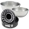 Image de Zenker & Fackelmann 9363150 Moule à manqué et à savarin 28 cm, 2 Bols Mixer Inox 20,5 cm & 25 cm, Spatule Silicone Lila,28 x 6,5 cm| 25 cm | 20,5 cm