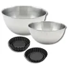 Image de Zenker 9364350 Moules à tartelettes renversées par 6, 2 Bols Mixer Inox 20,5 cm & 25 cm, Spatule Silicone Lila, 10,5 x 10,5 x 2 cm| 25 cm | 20,5 cm