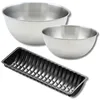 Image de Zenker 9364450 moule à buche de noël, 2 Bols Mixer Inox 20,5 cm & 25 cm, Spatule Silicone Lila, 10,5 x 10,5 x 2 cm| 25 cm | 20,5 cm
