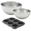 Image de Zenker 9364550 Moule à Muffins, 2 Bols Mixer Inox 20,5 cm & 25 cm, Spatule Silicone Lila, 28 x 19 x 3 cm| 25 cm | 20,5 cm