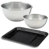 Image de Zenker 9364750 plaque de cuisson extensible, 2 Bols à mixer Inox 20,5 cm & 25 cm, Spatule Silicone Lila, 35-52 x 32 x 3 cm| 25 cm | 20,5 cm