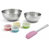 Image de Zenker 9365750B Set pâtisserie 100 Moules à gâteaux 5 cm Papier 2 Bols à mixer inox 25 cm et 1 Spatule en Plastique Acier