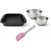 Image de Zenker 9367650 Moule à brownie, 2 Bols à mixer Inox, Spatule Silicone Lila, 27 x 26 x 5 cm, 25 cm, 20,5 cm