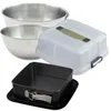 Image de Zenker 9370550 Set 4 pièces Moule à Charnière Carré 23 cm, Avec Couvercle de Transport, Antiadhésif Téflon, 2 Bols à Mixer Acier Inoxydable 20,5 et 25 cm, Spatule à Pâtisserie Silicone, Noir, Rose