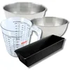 Image de Zenker 9371850 Set Pâtisserie Moule à Cake 25 cm, Pain, Brioche, Babka, Terrine, Antiadhésif ILAG sans PFOA, 2 Bols Inox 20,5 et 25 cm, Verre Mesureur Plastique 1 L, Spatule Silicone, Noir, Inox