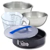 Image de Zenker 9372150 Set à Pâtisserie Moule à Manqué 26 cm à Charnière, Couvercle Transport, Antiadhésif ILAG sans PFOA, 2 Bols Inox 20,5 et 25 cm, Verre Mesureur Plastique 1 L, Spatule Silicone, Noir, Inox
