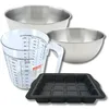 Image de Zenker 9372250 Set à Pâtisserie Moule à Gâteaux Forme Tablette de Chocolat 22 x 24 cm, Silicone Fibre de Verre, 2 Bols Inox 20,5 et 25 cm, Verre Mesureur Plastique 1 L, Spatule Silicone, Noir, Inox